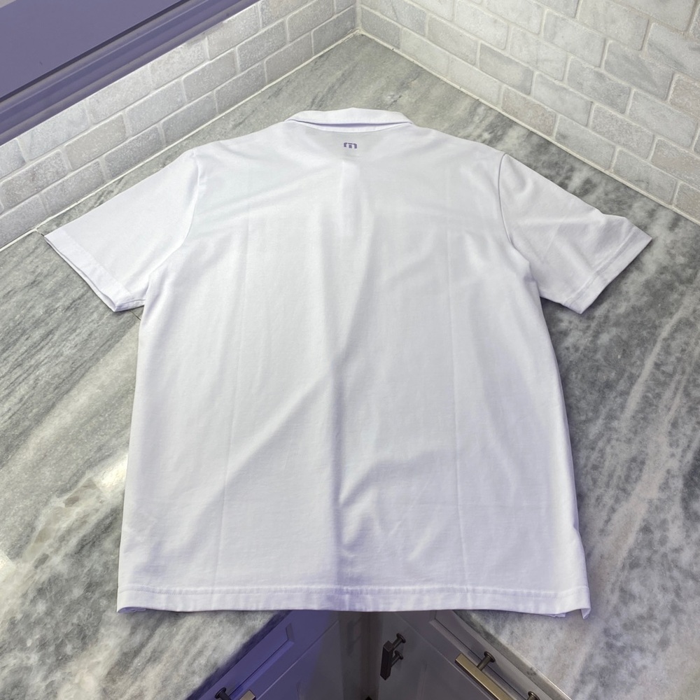 Travis Mathew White and Purple Polo Shirt - Picture 6 of 7